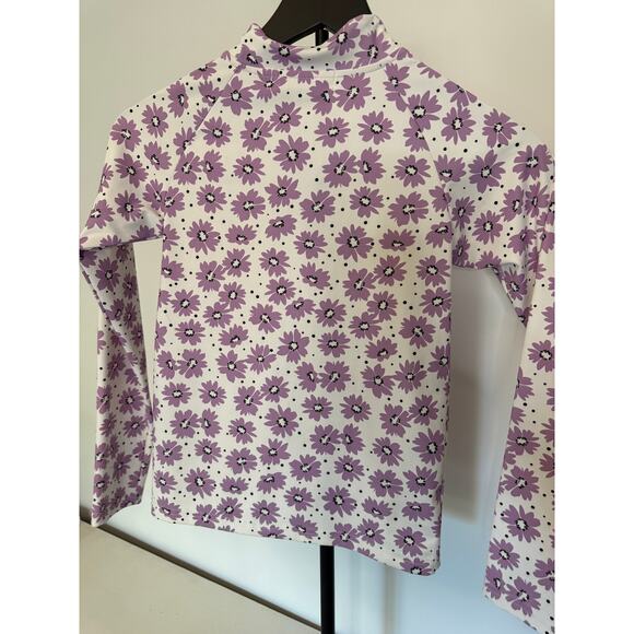Zara Girls White and Purple Floral Rash Guard Swim Top Size 10 - Picture 2 of 3